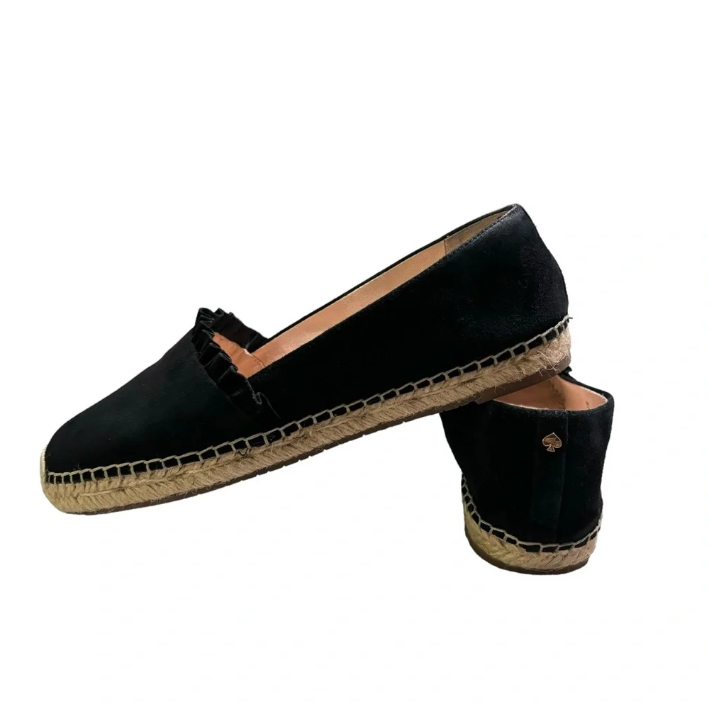 kate spade Black Suede Espadrille Flats